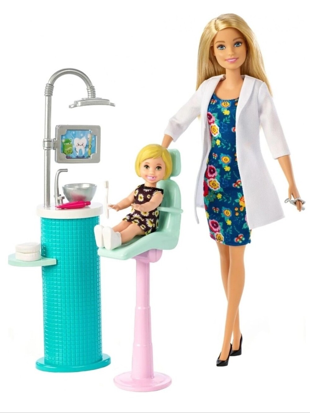 Barbie Dental Playset with Blonde Doll and Mint Pink Chair